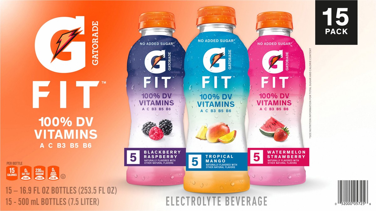 slide 6 of 11, Gatorade G Fit Electrolyte Beverage, Variety, 16.9 Fl Oz, 15 Count, 15 x 16.9 oz
