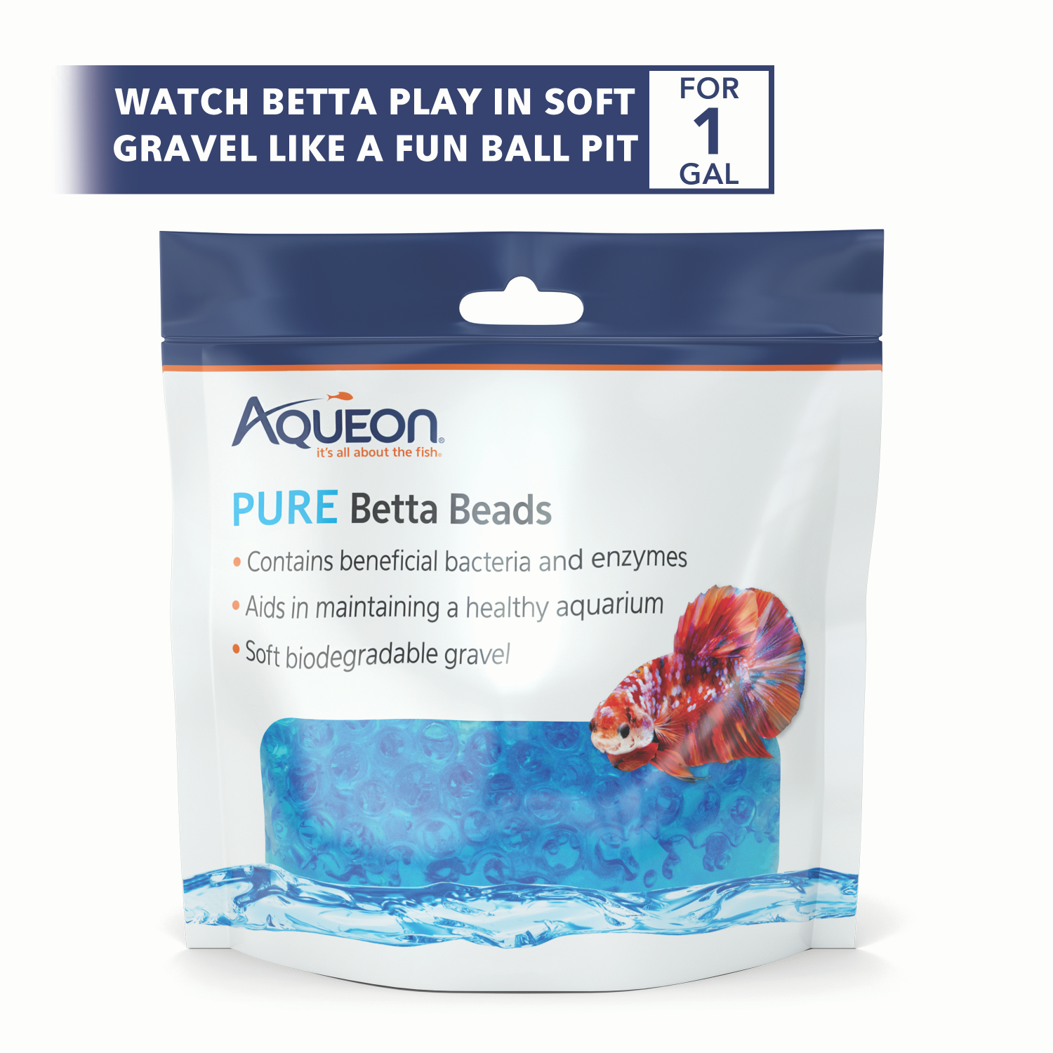 slide 2 of 4, Aqueon Betta Beads Blue One Pouch, 1 ct