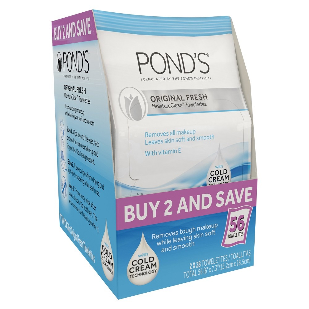 slide 3 of 3, Pond's Wet Cleansing Towelettes - Original, 56 ct