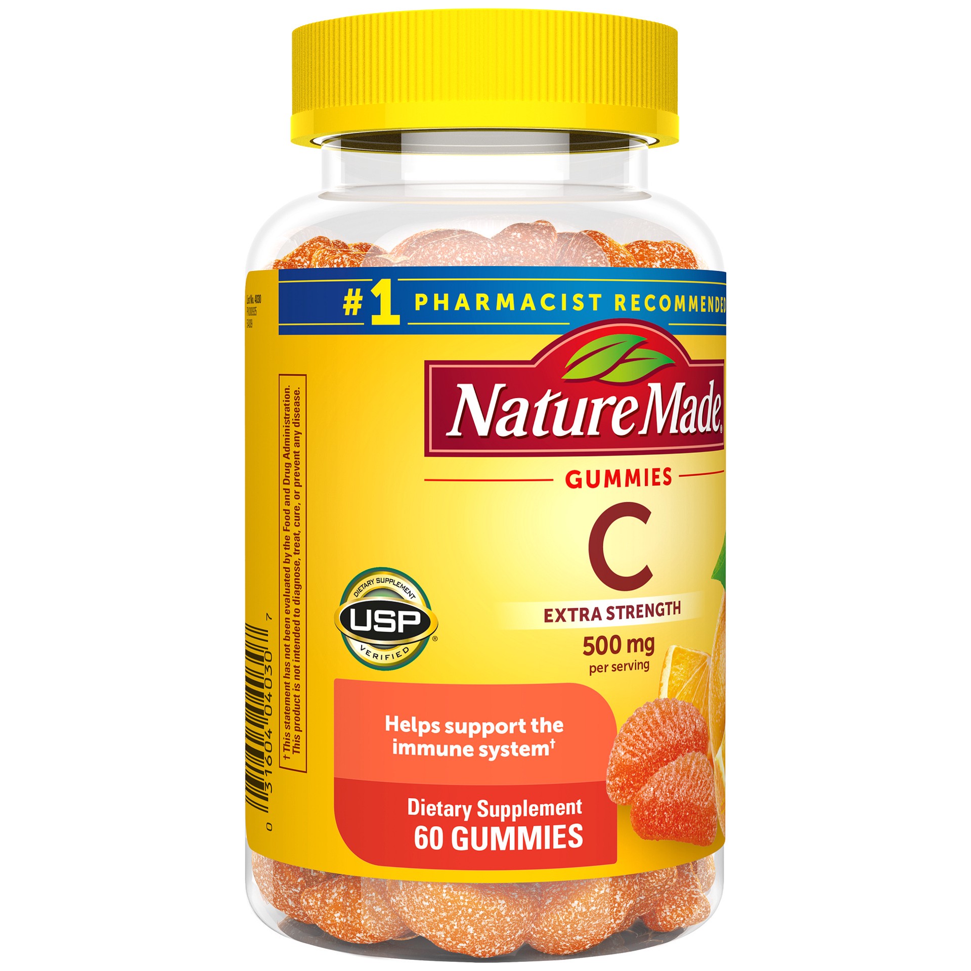 slide 3 of 7, Nature Made Extra Strength Dosage Vitamin C 500 mg per serving, Dietary Supplement for Immune Support, 60 Gummies, 30 Day Supply, 60 ct; 500 mg