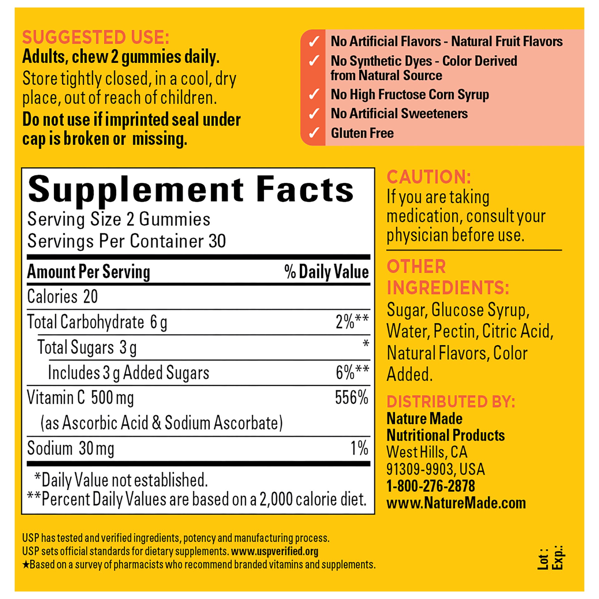 slide 7 of 7, Nature Made Extra Strength Dosage Immune Support Vitamin Gumimes with Vitamin C 500mg Per Serving - 60ct, 60 ct; 500 mg