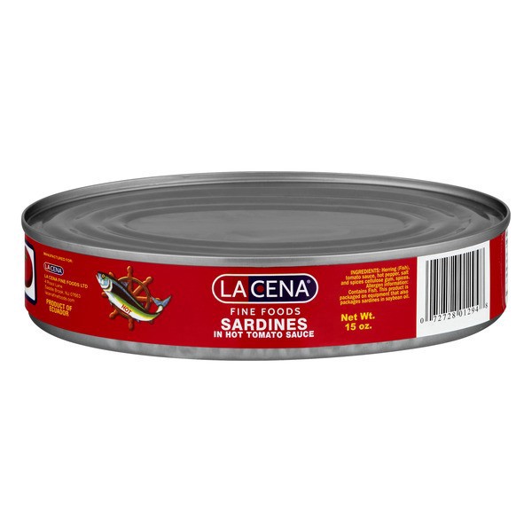 slide 1 of 1, La Cena Sardines In Hot Tomato Sauce, 15 ct