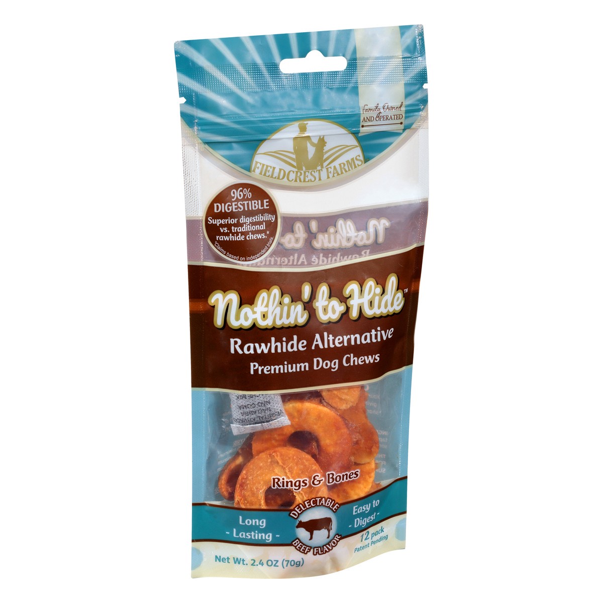 slide 5 of 9, Fieldcrest Farms Nothin' to Hide 12 Pack Rings & Bones Premium Beef Flavor Dog Chews 12 ea, 12 ct