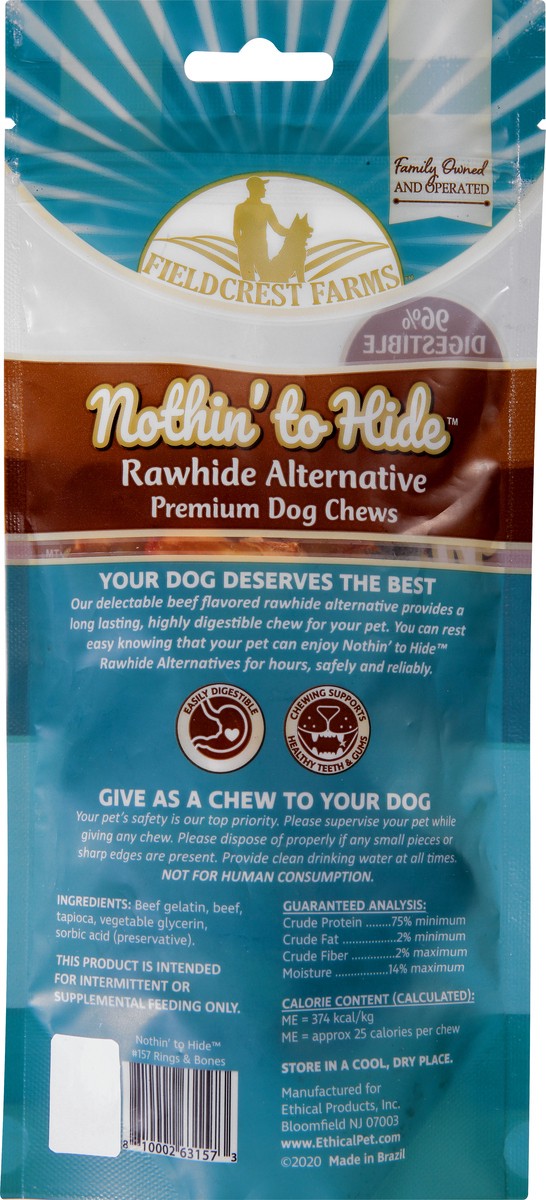 slide 7 of 9, Fieldcrest Farms Nothin' to Hide 12 Pack Rings & Bones Premium Beef Flavor Dog Chews 12 ea, 12 ct