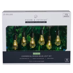 Room & Retreat Commercial Grade Edison Light Set, Black Wire