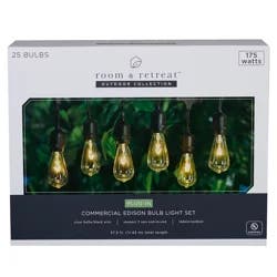 Room & Retreat Commercial Grade Edison Light Set, Black Wire