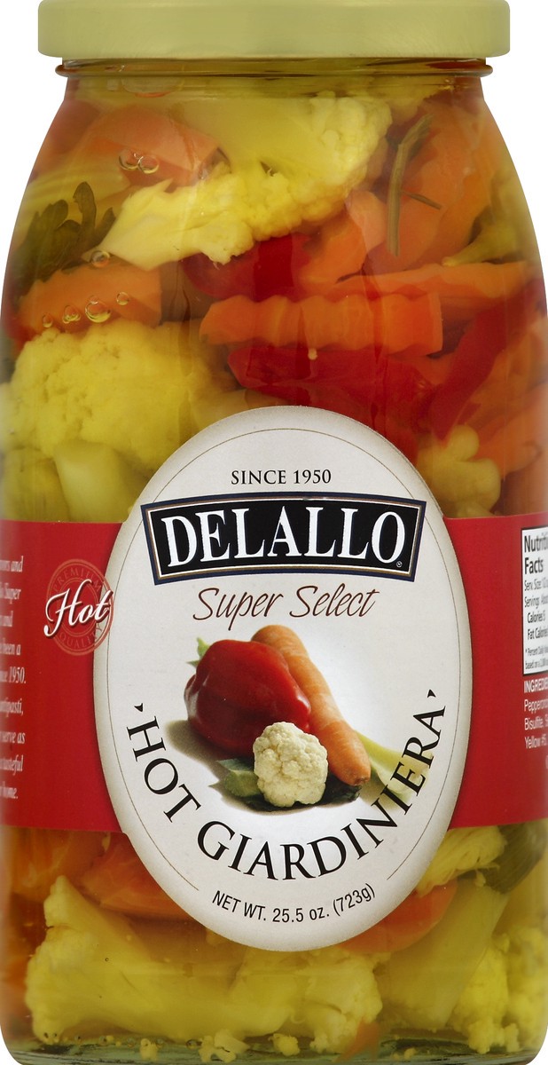 slide 2 of 2, DeLallo Hot Pickled Giardiniera 25.5 fl oz, 25.5 fl oz