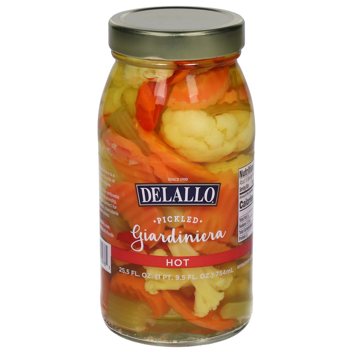 slide 1 of 2, DeLallo Hot Pickled Giardiniera 25.5 fl oz, 25.5 fl oz