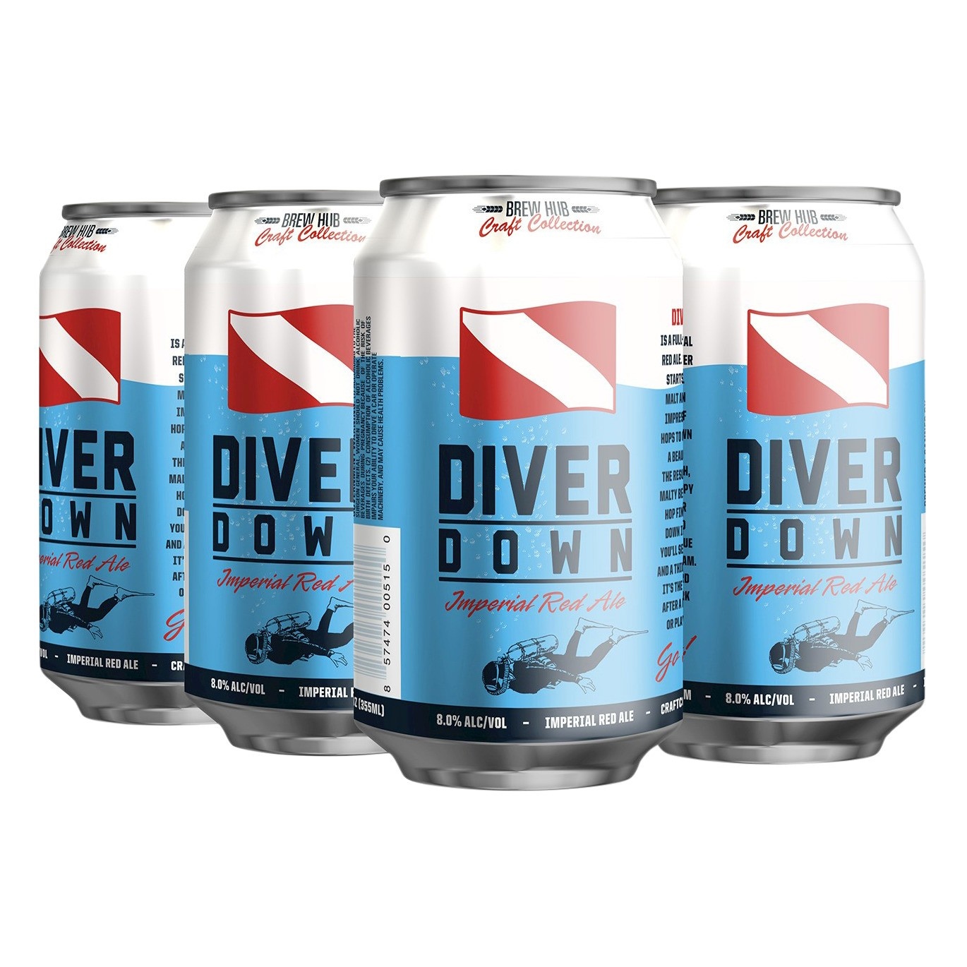 slide 1 of 1, Brew Hub Diver Down Red Ale Beer, 6 ct; 12 fl oz