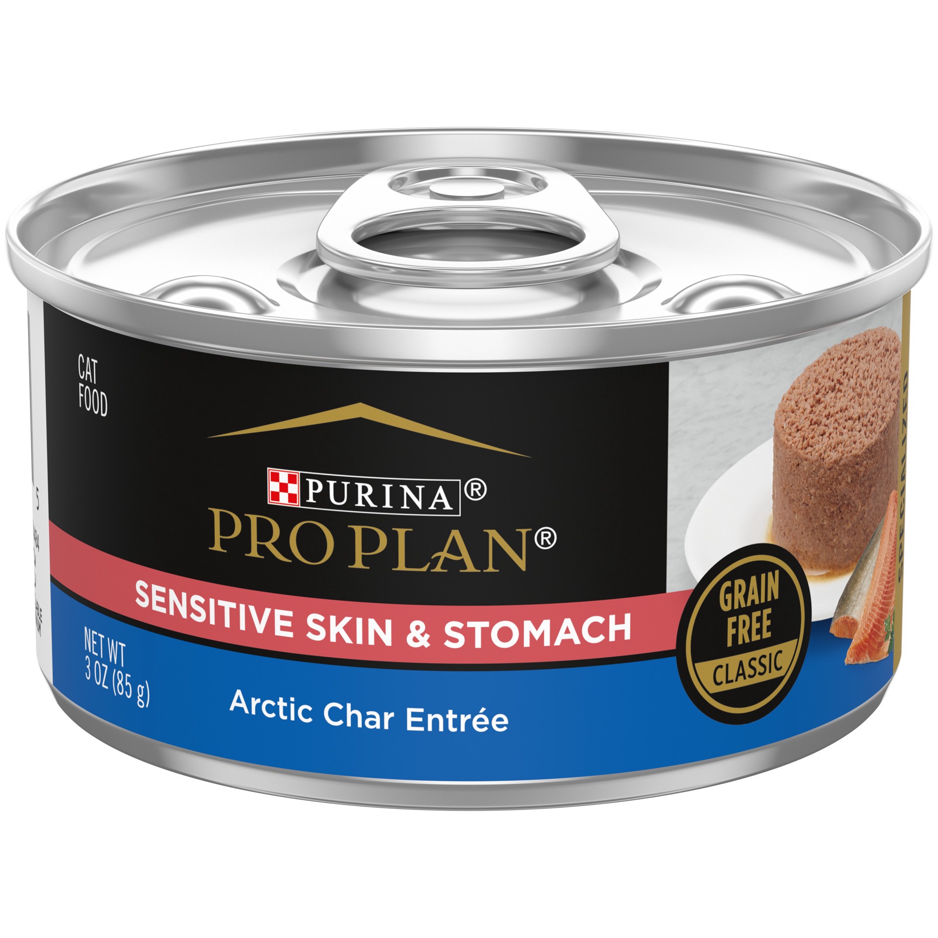 slide 1 of 6, Pro Plan Purina Pro Plan Sensitive Skin and Stomach Cat Food Wet Pate, Sensitive Skin and Stomach Arctic Char Entree, 3 oz