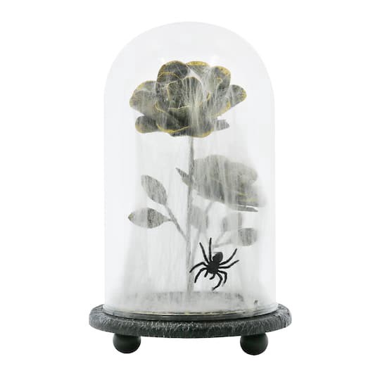 slide 1 of 4, 9" Spider Web-Covered Cloche Tabletop Accent By Ashland, 5.6 in x 5.6 in x 9 in