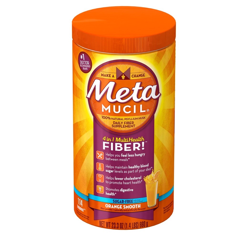 slide 3 of 3, Metamucil Psyllium Fiber Supplement Powder - Sugar Free - Orange - 23.3oz, 