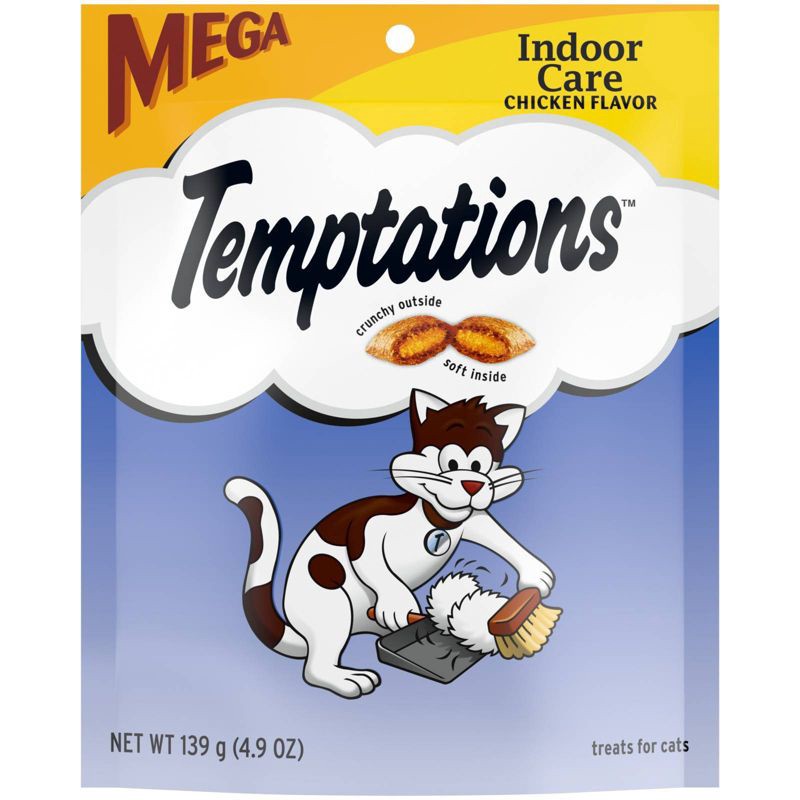 slide 1 of 10, Temptations Indoor Care Chicken Flavor Crunchy Cat Treats - 4.9oz, 4.9 oz