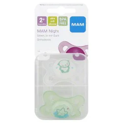 MAM Glow in the Dark Night Orthodontic Pacifier, 0-6 Months
