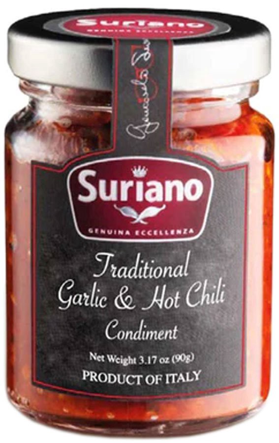 slide 1 of 1, Suriano Garlic & Hot Chili Condiment, 3.17 oz