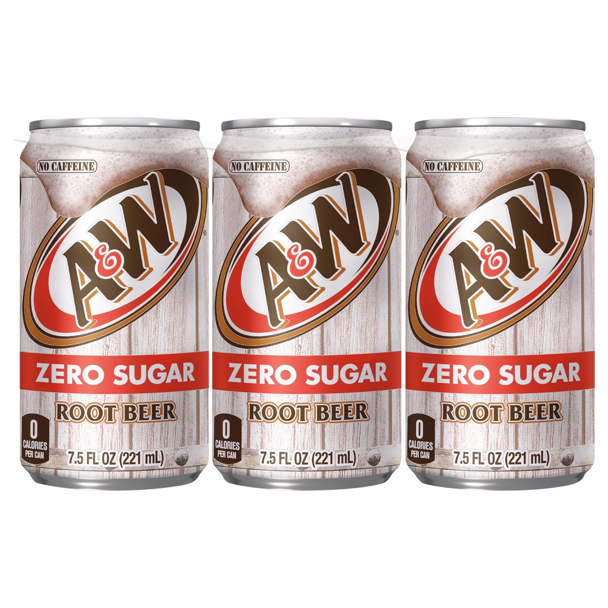 slide 1 of 9, A&W Zero Sugar Root Beer Soda, 7.5 fl oz mini cans, 6 pack, 6 ct; 7.5 fl oz