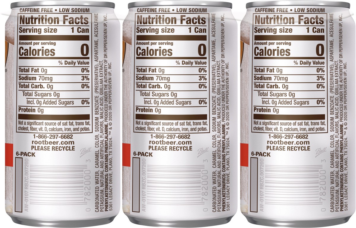 slide 8 of 9, A&W Zero Sugar Root Beer Soda, 7.5 fl oz mini cans, 6 pack, 6 ct; 7.5 fl oz