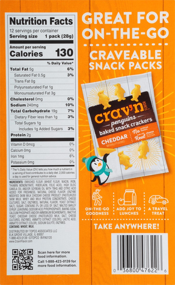 slide 9 of 16, Crav'n Flavor Cheddar Baked Penguin Crackers-Crav'N Flavor, 12 ct