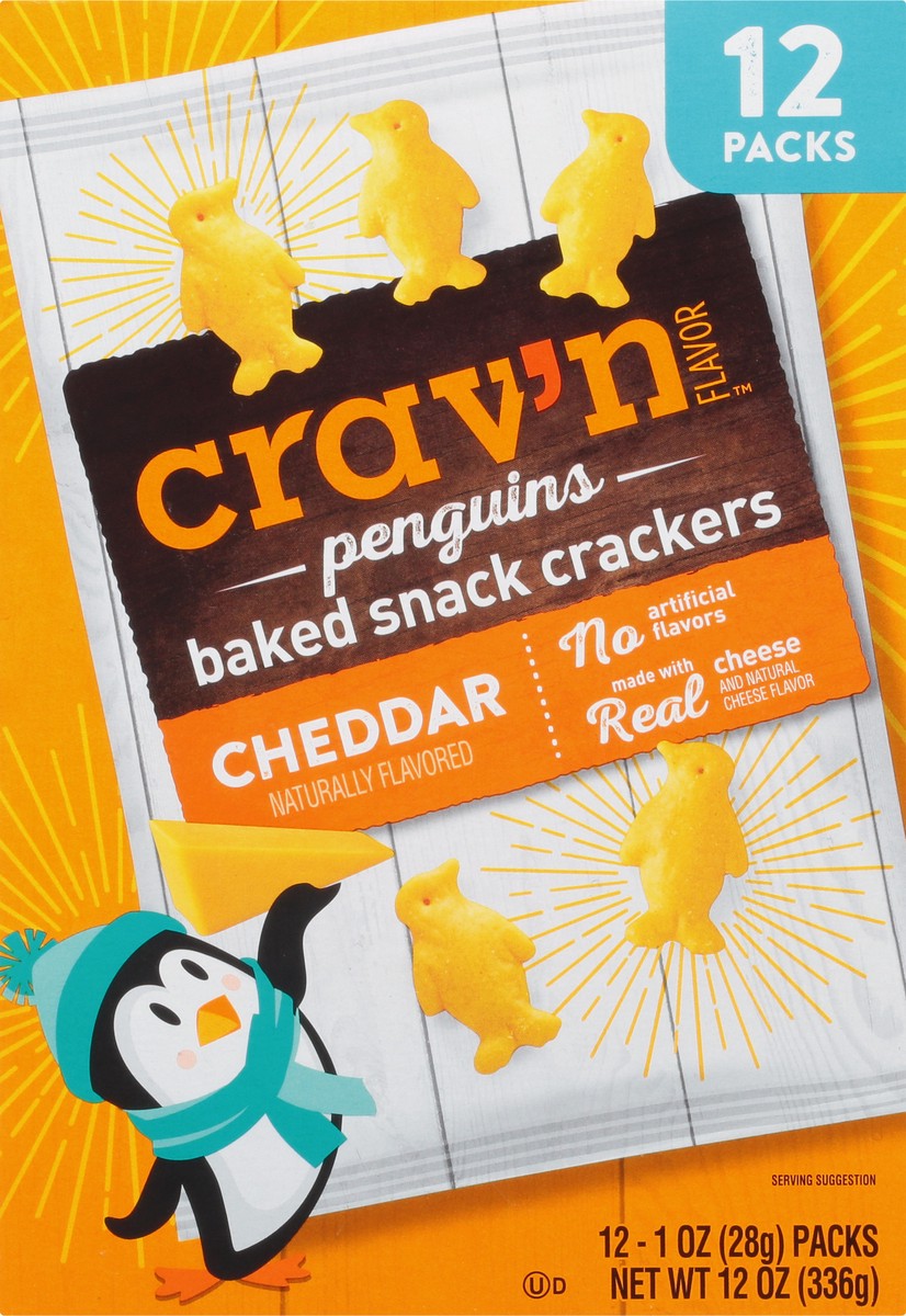 slide 2 of 16, Crav'n Flavor Cheddar Baked Penguin Crackers-Crav'N Flavor, 12 ct