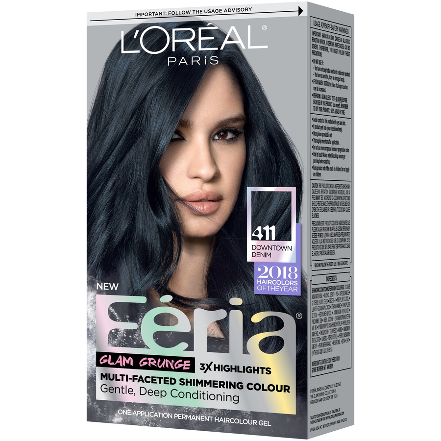 slide 4 of 8, L'Oréal Paris Feria Multi-faceted Shimmering Permanent Hair Color 411 Downtown Denim, 1 ct