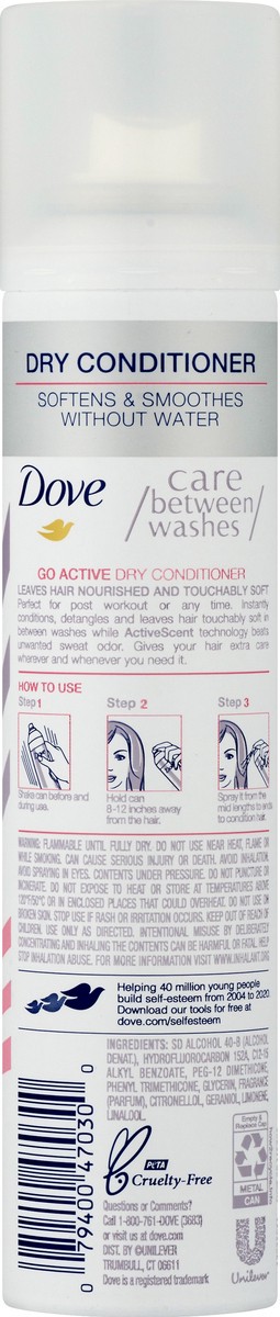 slide 3 of 9, Dove Care Between Washes Dry Conditioner Go Active, 5 oz, 5 oz