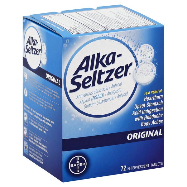 slide 1 of 1, Alka-Seltzer Antacid Analgesic Effervescent Tablets Original - 72 Count, 72 ct