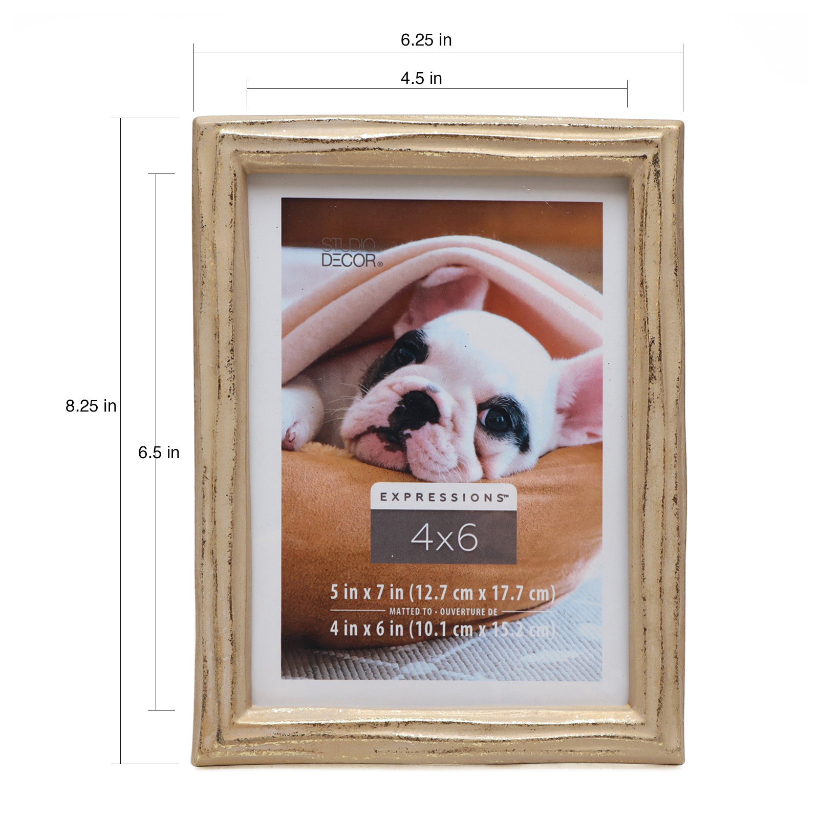 slide 4 of 6, Expressions 4" X 6" Gilded Faux Wood Frame With Mat By Studio Decor, 4 in x 6 in