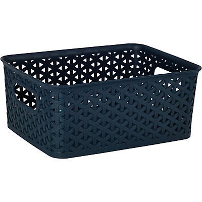 slide 1 of 1, our goods Cross Weave Rectangle Storage Bin - Blue, SM