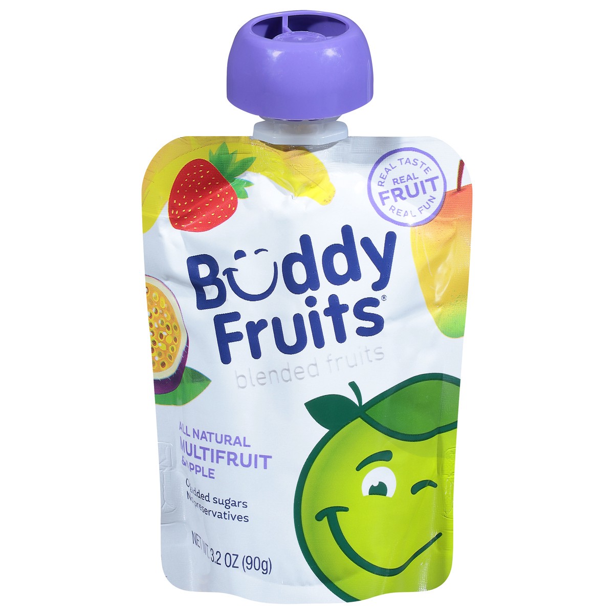 slide 1 of 9, Buddy Fruitss All Natural Multi Fruits Pouch, 3.2 oz