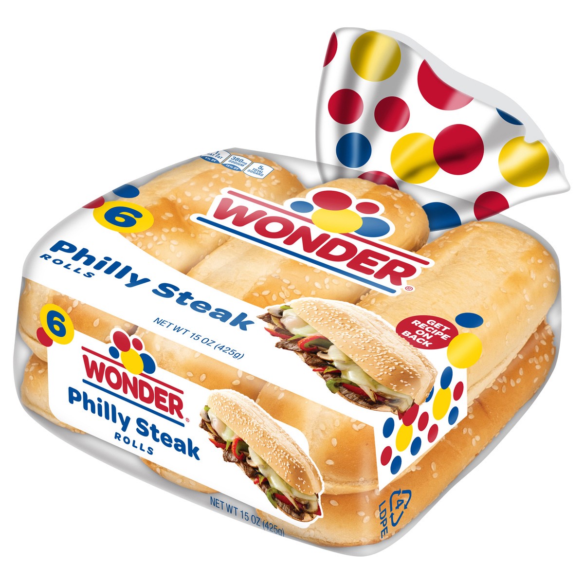 slide 2 of 4, Wonder Bread Philly Steak Rolls, White Bread Sub Rolls, 6 Count, 6 ct