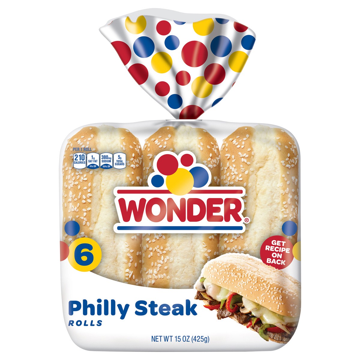 slide 1 of 4, Wonder Bread Philly Steak Rolls, White Bread Sub Rolls, 6 Count, 6 ct