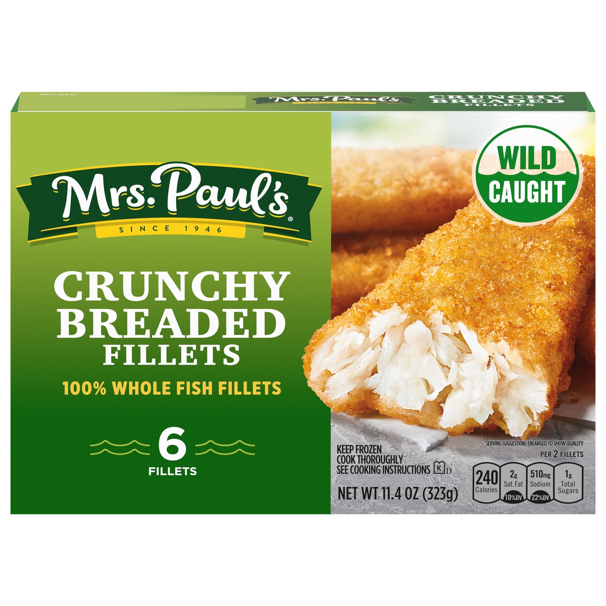 slide 1 of 5, Mrs. Paul's Crunchy Breaded Fish Fillets 6 ea, 11.2 oz