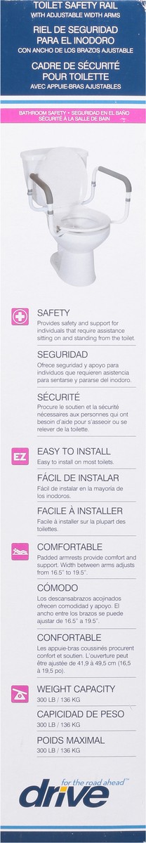 slide 9 of 9, Drive Toilet Safety Rail With Adjustable Width Arms, 1 ct