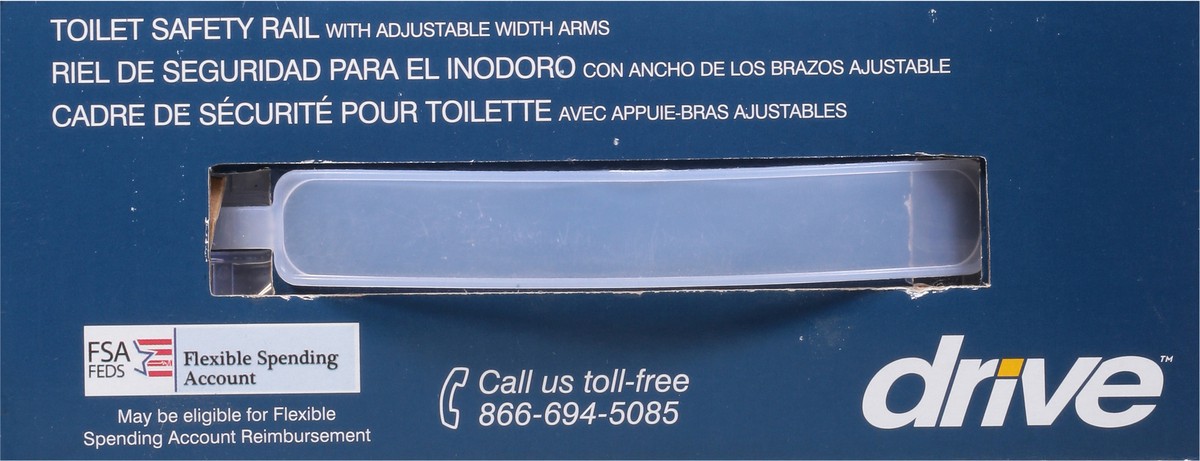 slide 3 of 9, Drive Toilet Safety Rail With Adjustable Width Arms, 1 ct