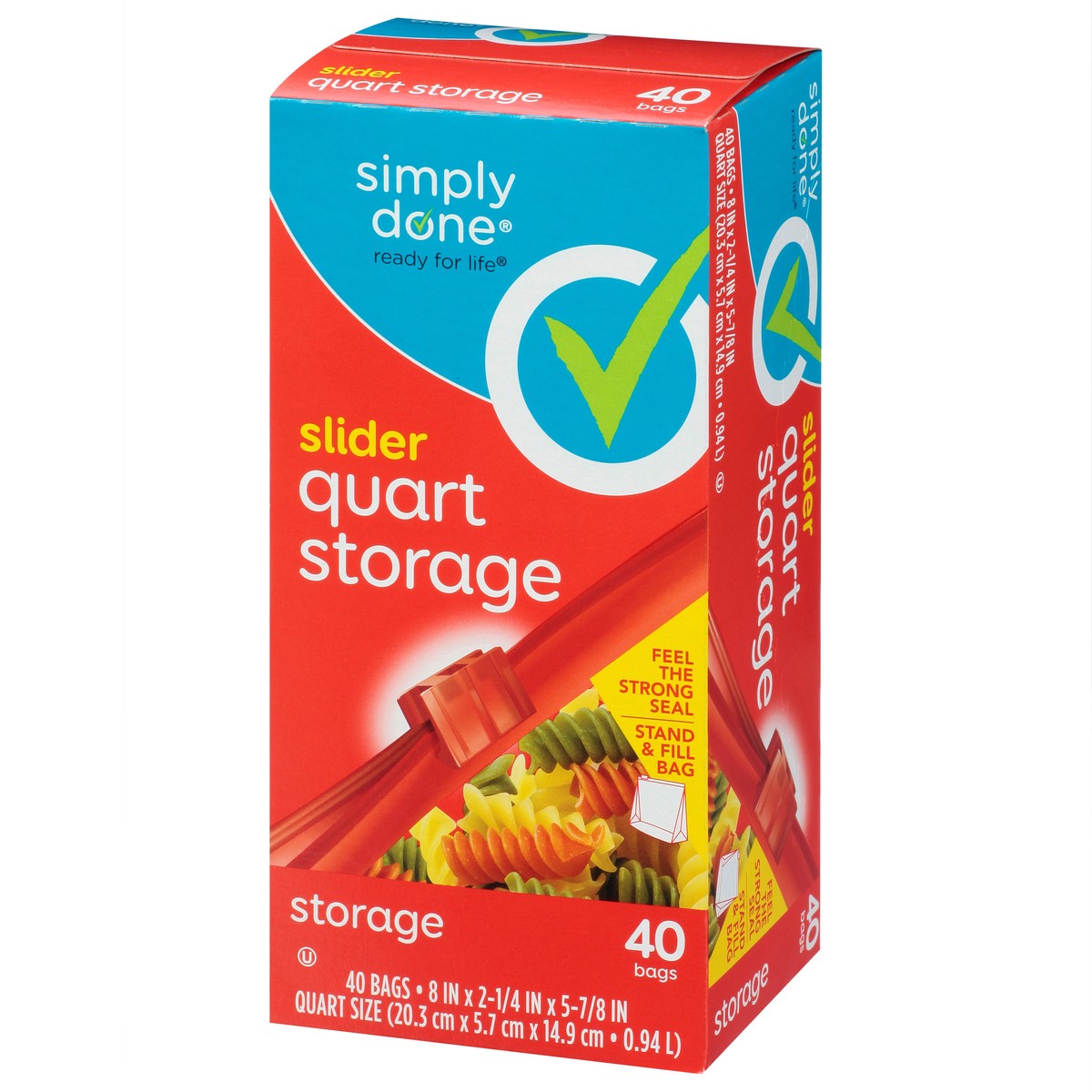 slide 3 of 9, Simply Done Slider Quart Storage Bags, 40 ct