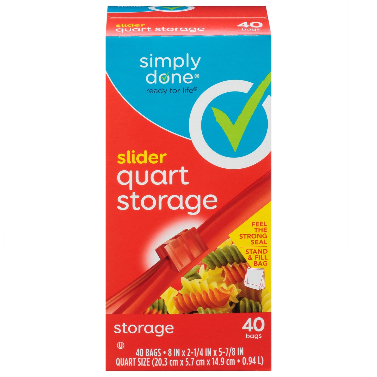 slide 1 of 9, Simply Done Slider Quart Storage Bags, 40 ct