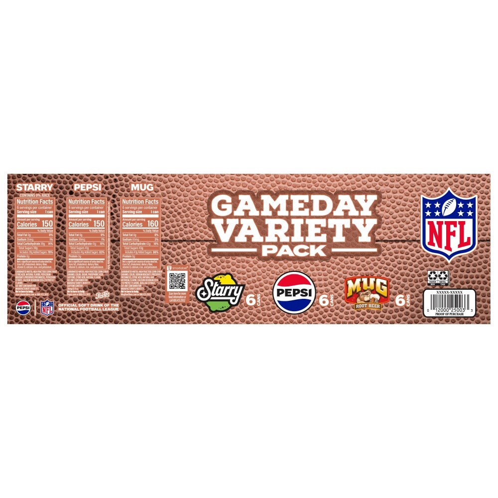 slide 4 of 6, Pepsi Starry and Mug Gameday Variety Pack Soda Cans, 18 ct; 12 fl oz