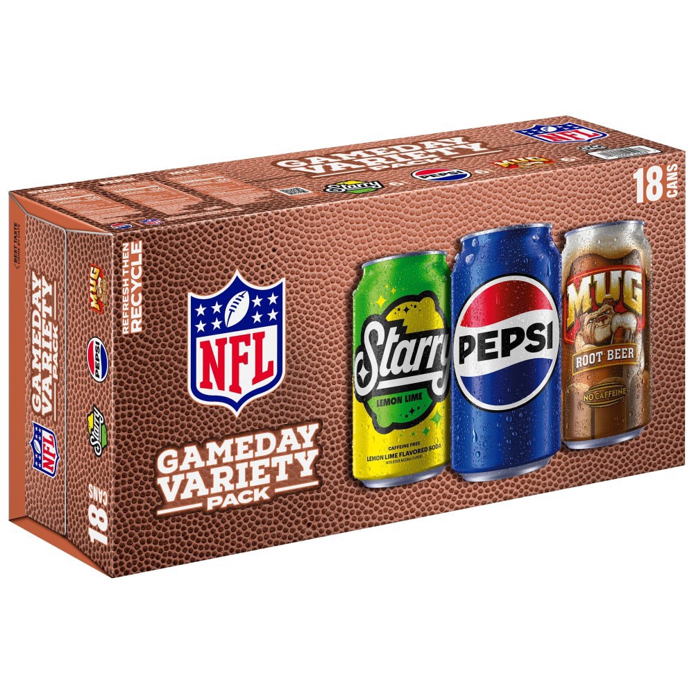 slide 6 of 6, Pepsi Starry and Mug Gameday Variety Pack Soda Cans, 18 ct; 12 fl oz