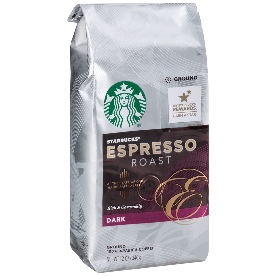 slide 2 of 7, Starbucks Dark Roast Ground Coffee, Espresso Roast, 100% Arabica, 12 oz