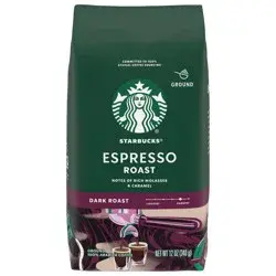 Starbucks Ground Coffee, Dark Roast Coffee, Espresso Roast, 100% Arabica, 1 Bag - 12 oz