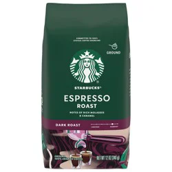 Starbucks Ground Coffee, Dark Roast Hot or Iced Coffee, Espresso Roast, 12 oz
