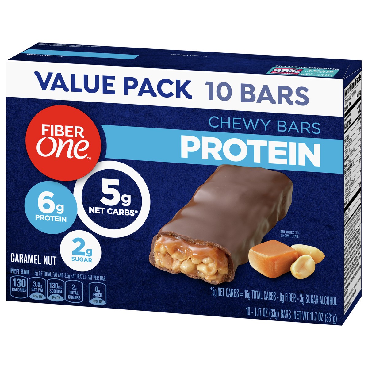 slide 3 of 9, Fiber One Protein Chewy Bar Caramel Nut Value Pack, 10 ct; 1.17 oz