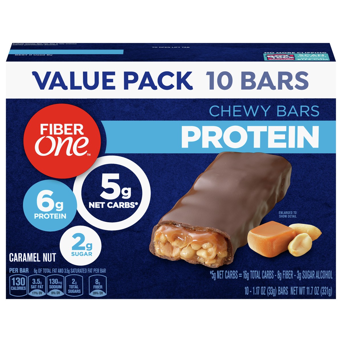 slide 1 of 9, Fiber One Protein Chewy Bar Caramel Nut Value Pack, 10 ct; 1.17 oz