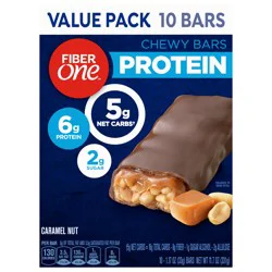Fiber One Chewy Protein Bars, Caramel Nut, Protein Snacks, 10 ct