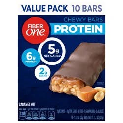 Fiber One Chewy Protein Bars, Caramel Nut, Protein Snacks, 10 ct