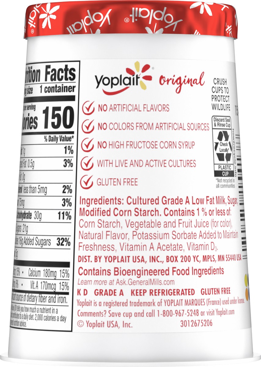 slide 4 of 9, Yoplait Original Blueberry Low Fat Yogurt, 6 OZ Yogurt Cup, 6 oz