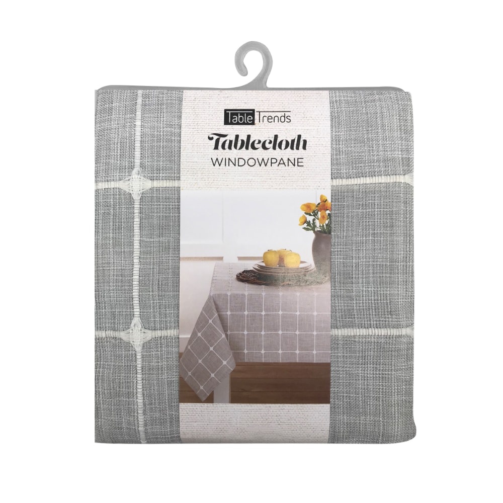 slide 1 of 1, Arlee Home Fashions Tabletrends Windowpane Plaid Tablecloth - Grey/White, 5 x 8.5 ft