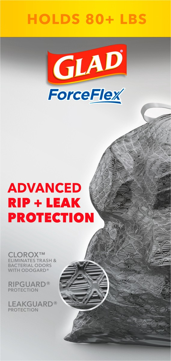 slide 3 of 9, Glad ForceFlex with Clorox Large Drawstring Mountain Air Trash Bags, 25 ct