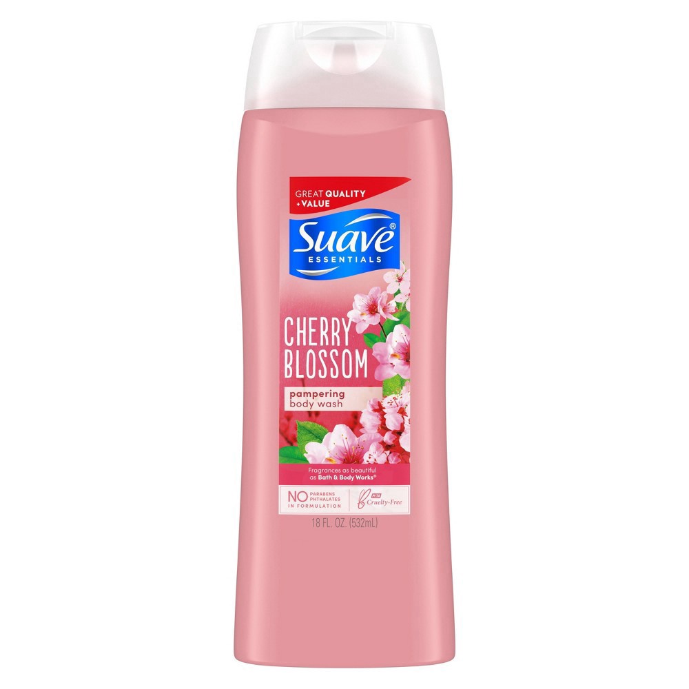 slide 9 of 11, Suave Essentials Gentle Body Wash Wild Cherry Blossom With a Floral Oil Blend Essence Infused with Vitamin E & Cherry Blossom Extract 18 oz, 18 oz