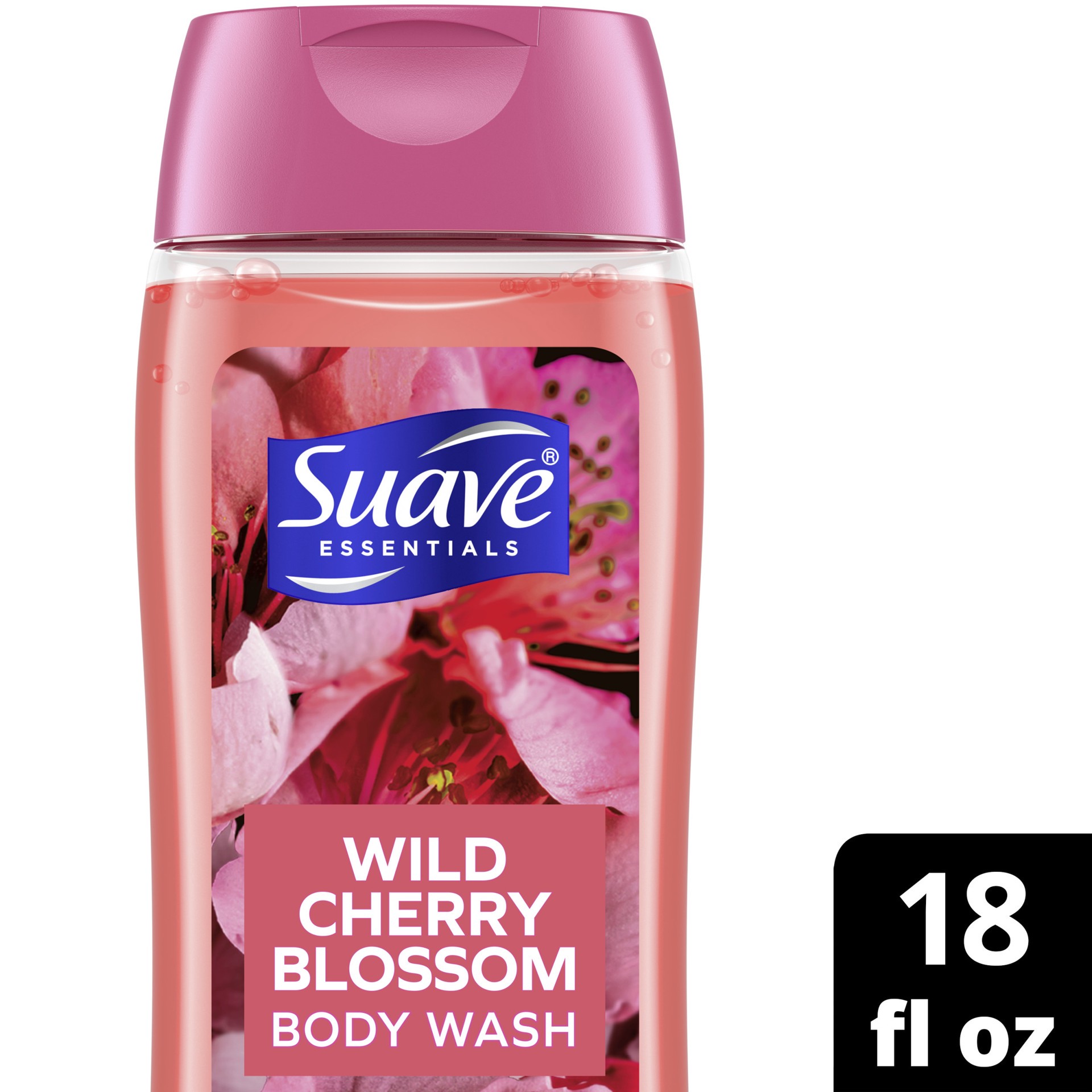 slide 1 of 11, Suave Essentials Gentle Body Wash Wild Cherry Blossom With a Floral Oil Blend Essence Infused with Vitamin E & Cherry Blossom Extract 18 oz, 18 oz